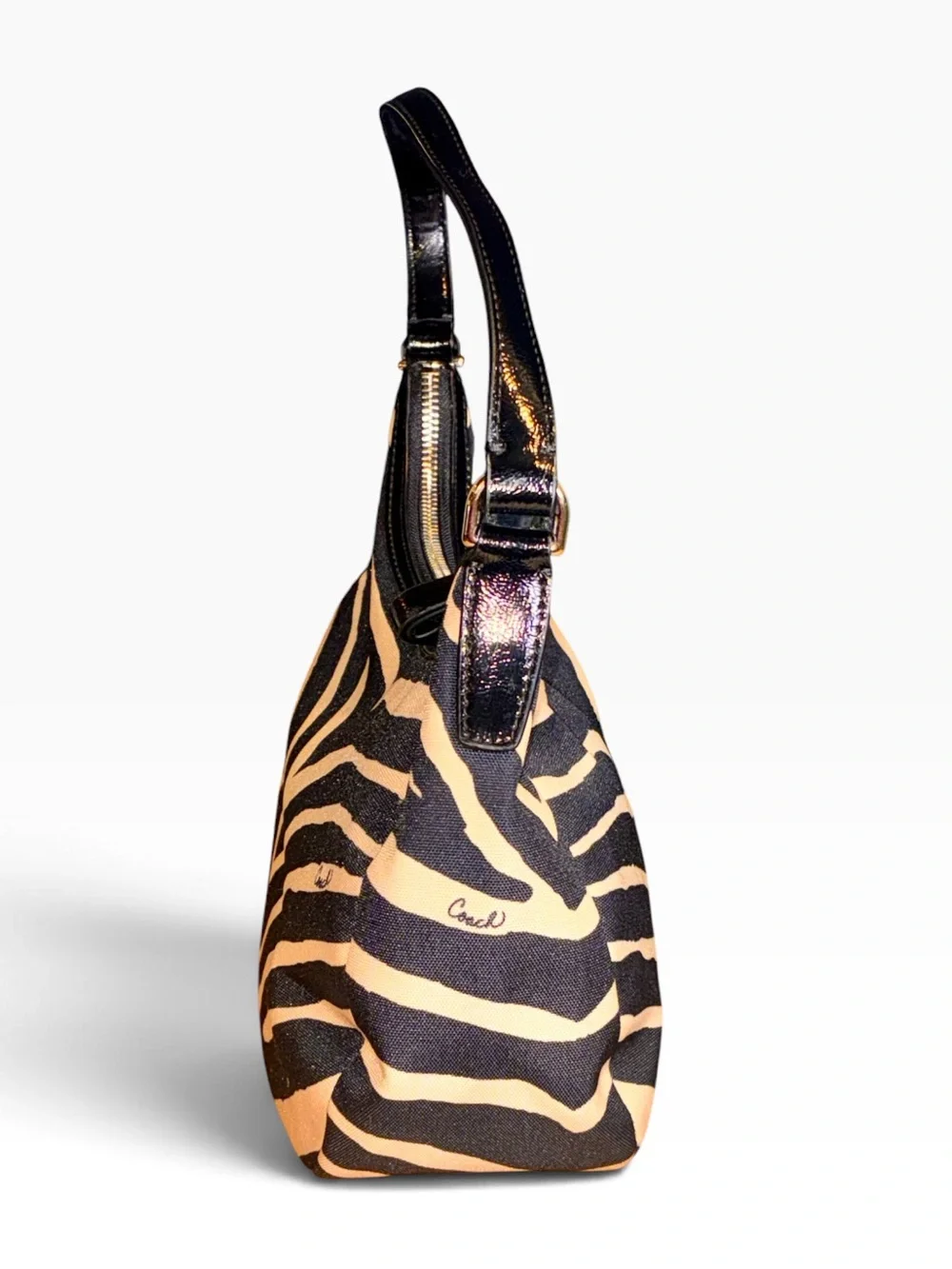 Coach Demi Shoulder Bag Zebra Print Black & Light Tan/Cream no. L1380-F2786